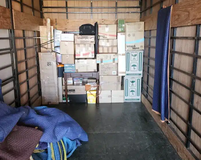 Boxes inside the truck