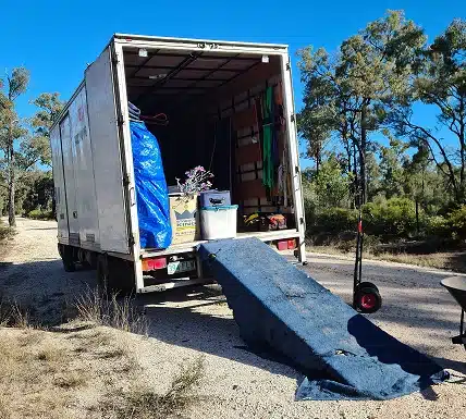 Truck with ramp for moving furniture